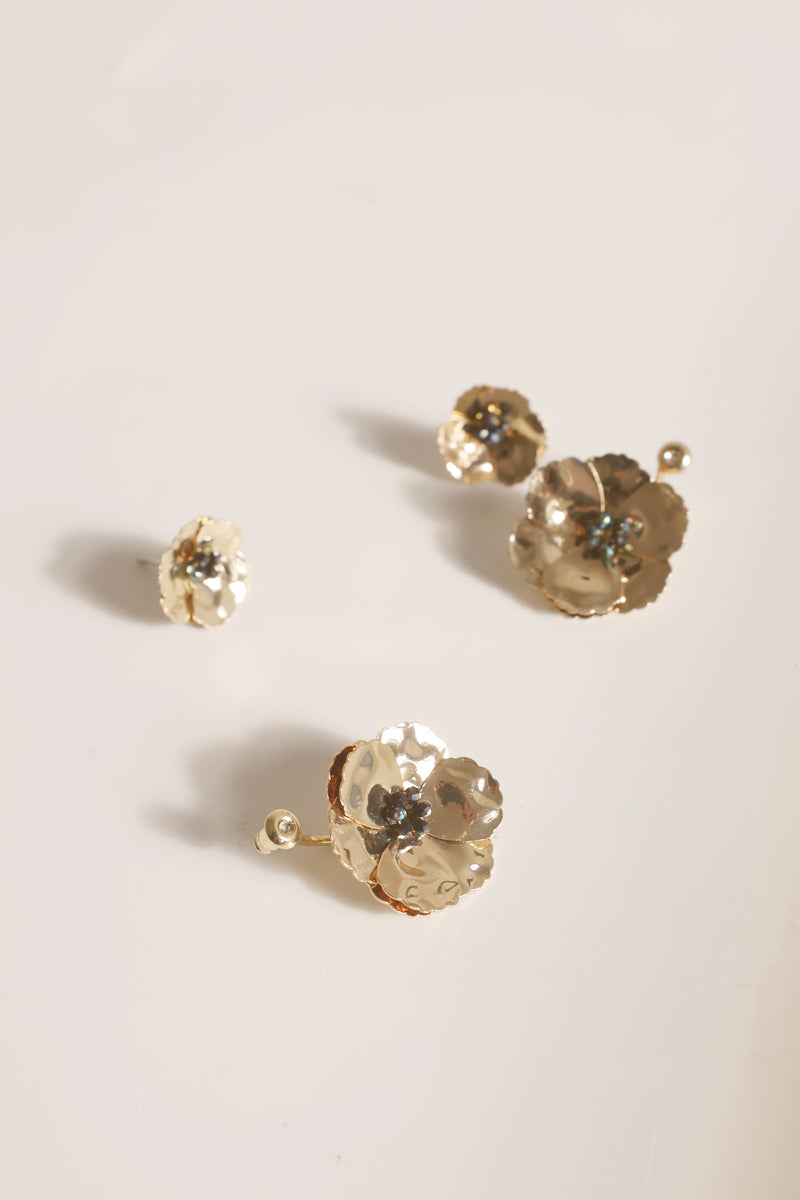 Poppy Front Back Earrings Gold Serefina