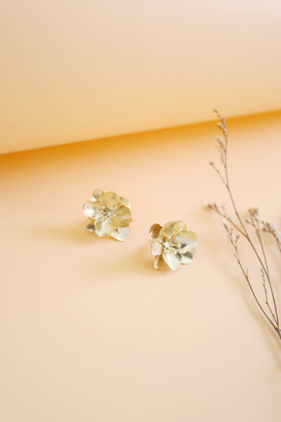 Golden Flower Post Earrings