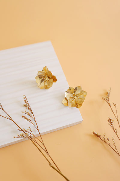 Golden Flower Post Earrings