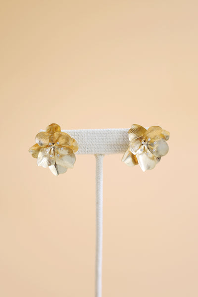 Golden Flower Post Earrings