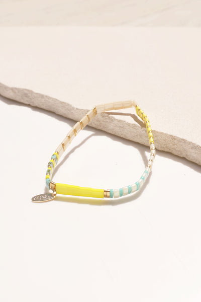 Beaded Chicklet Bracelet Electric Yellow