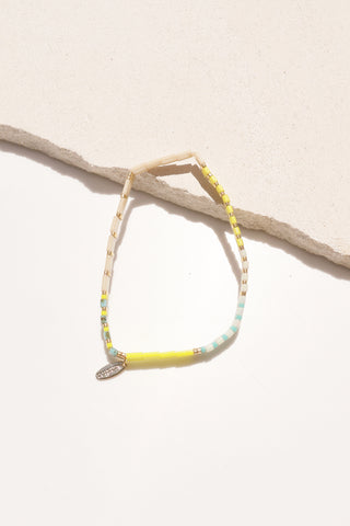 Beaded Chicklet Bracelet Electric Yellow