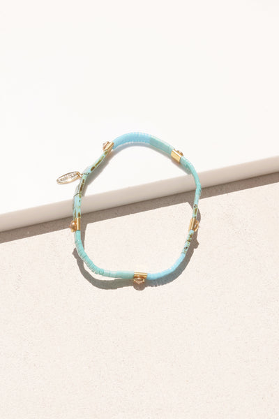 Beaded Chicklet Bracelet Blue
