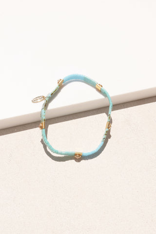 Beaded Chicklet Bracelet Blue