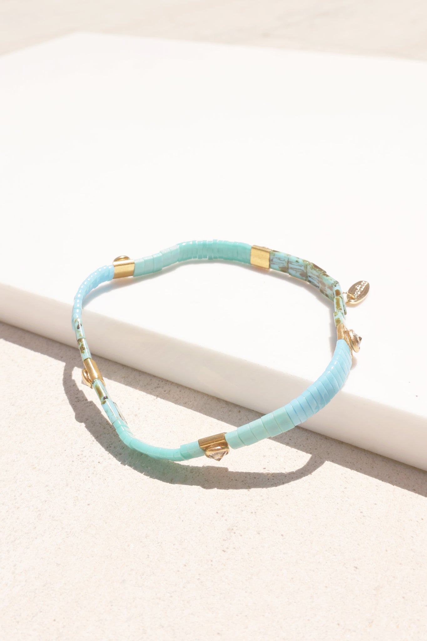 Beaded Chicklet Bracelet Blue