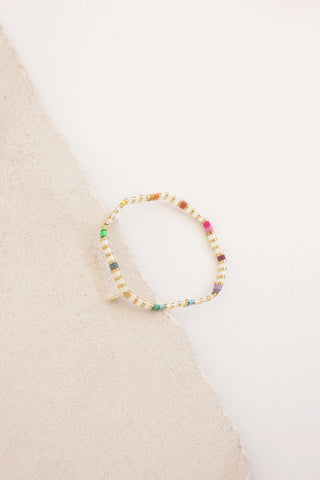 Beaded Chicklet Bracelet  Purple Motif