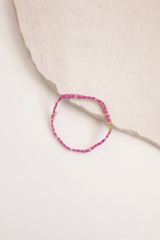 Beaded Chicklet Bracelet  Purple