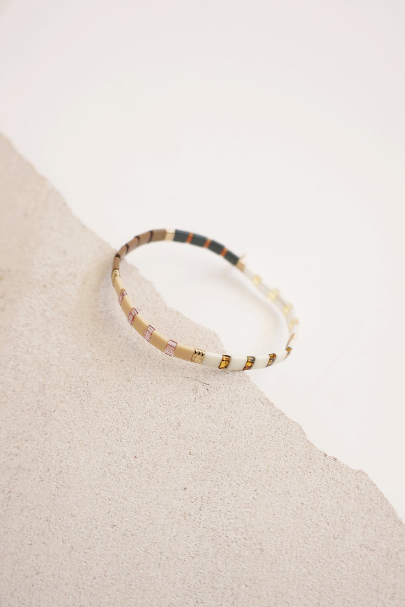 Beaded Chicklet Bracelet Chocolate