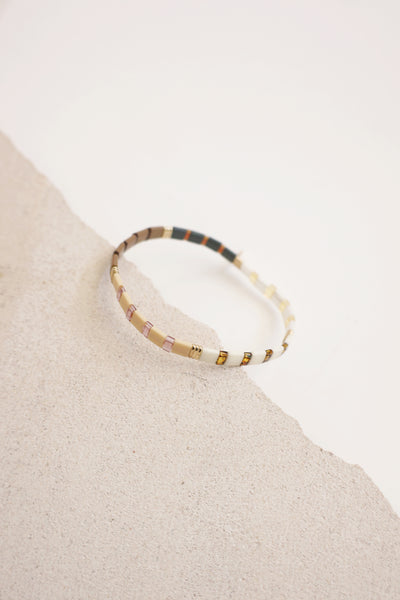 Beaded Chicklet Bracelet Chocolate