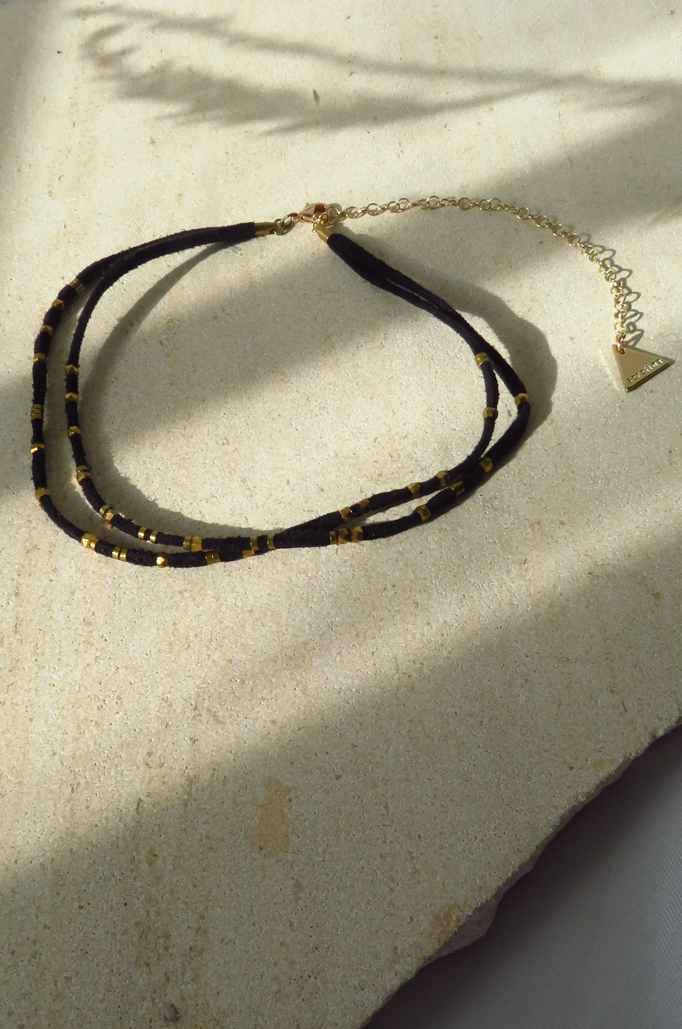 Suede Beaded Wrap Choker