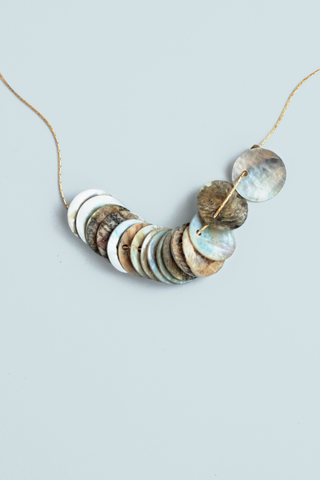 Shell Disk Necklace - Grey