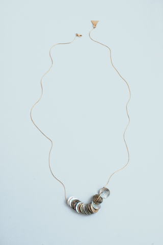 Shell Disk Necklace - Grey