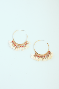 Tassel Statement Hoop - White