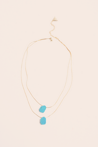 Double Layer Stone Necklace - Turquoise