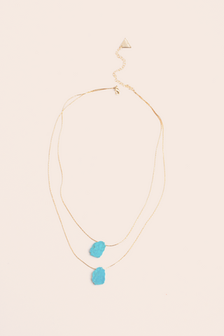 Double Layer Stone Necklace - Turquoise