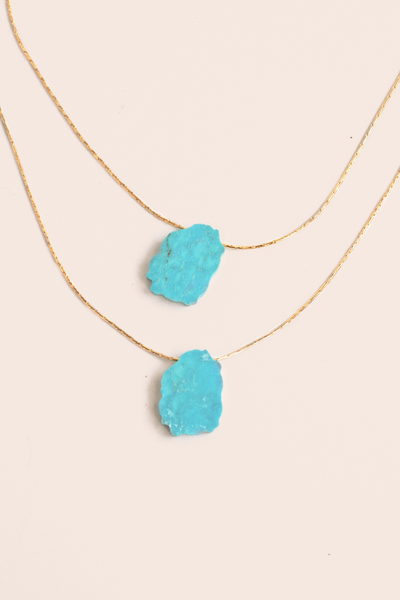 Double Layer Stone Necklace - Turquoise
