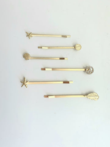 Sea Breeze Mini Bobby Pack of 6 - Matte Gold