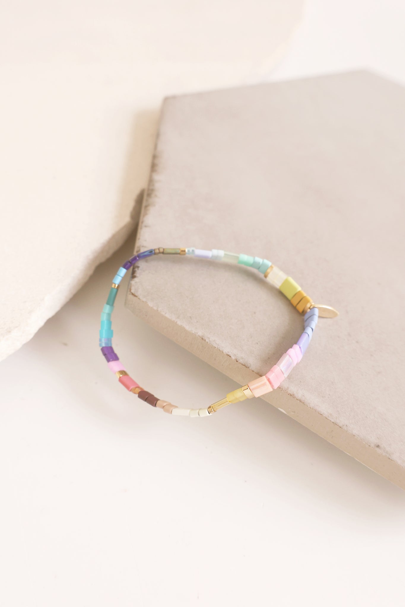 Beaded Chicklet Bracelet Hawaiian Blue
