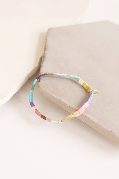 Beaded Chicklet Bracelet Hawaiian Blue