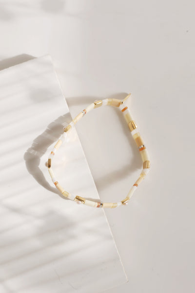 Beaded Chicklet Bracelet Pearl