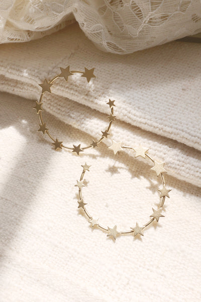 Star Hoop Gold Earrings