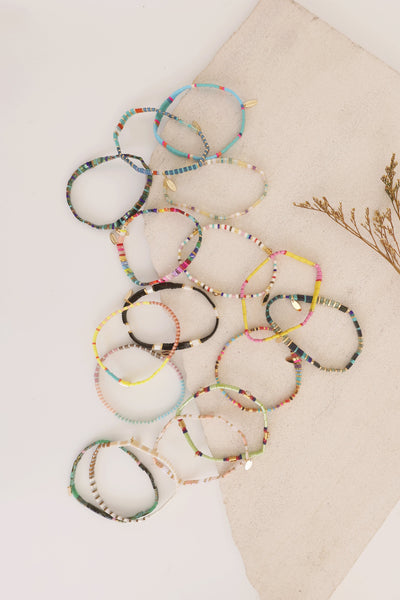 Beaded Chicklet Bracelet Black