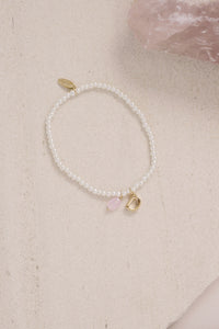 Delicate Pearl Monogram Stretch Bracelet