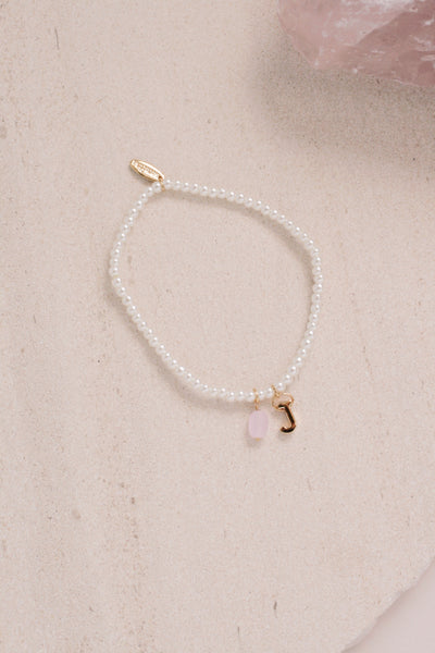 Delicate Pearl Monogram Stretch Bracelet