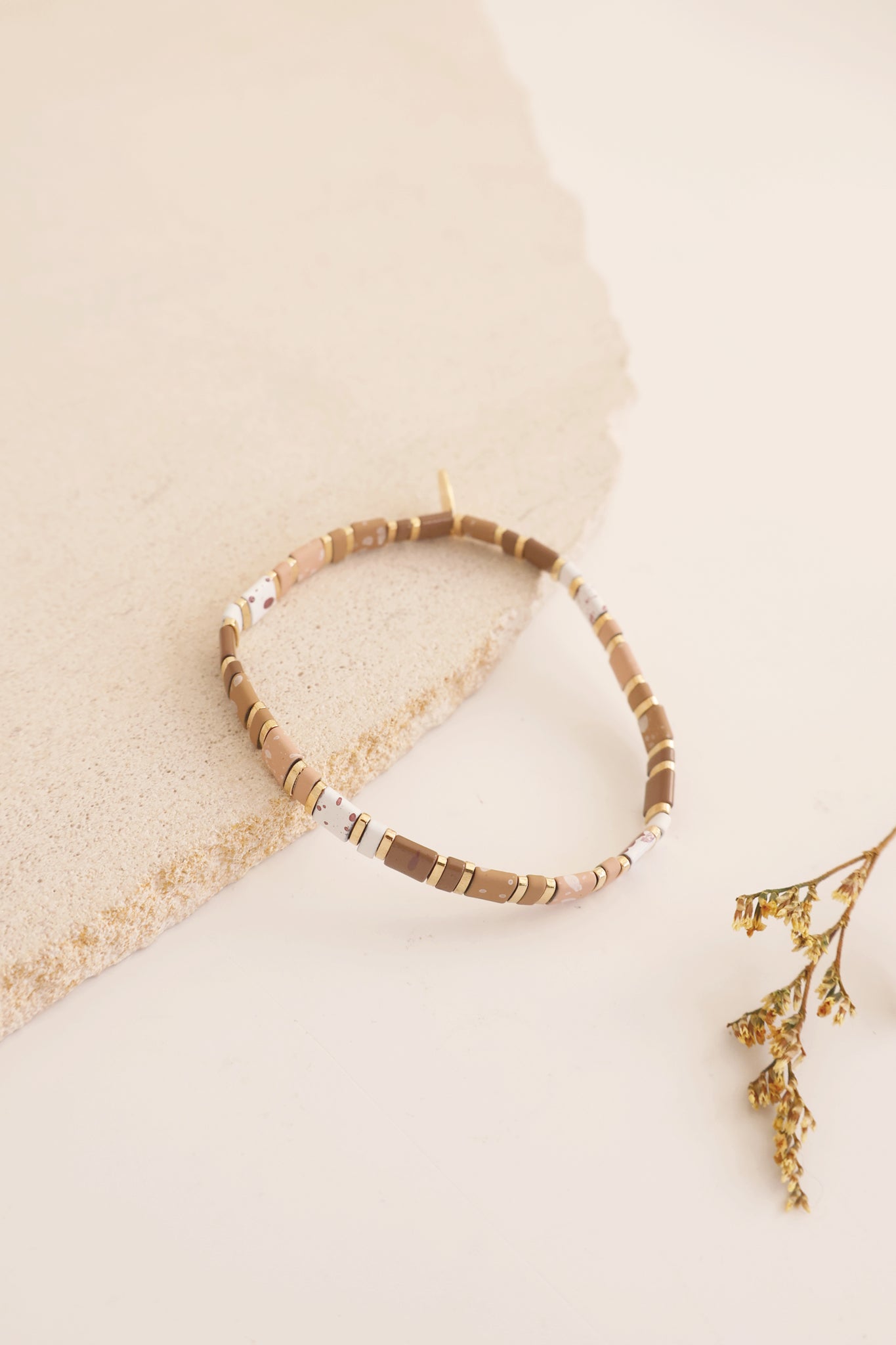 Beaded Chicklet Bracelet Cocoa