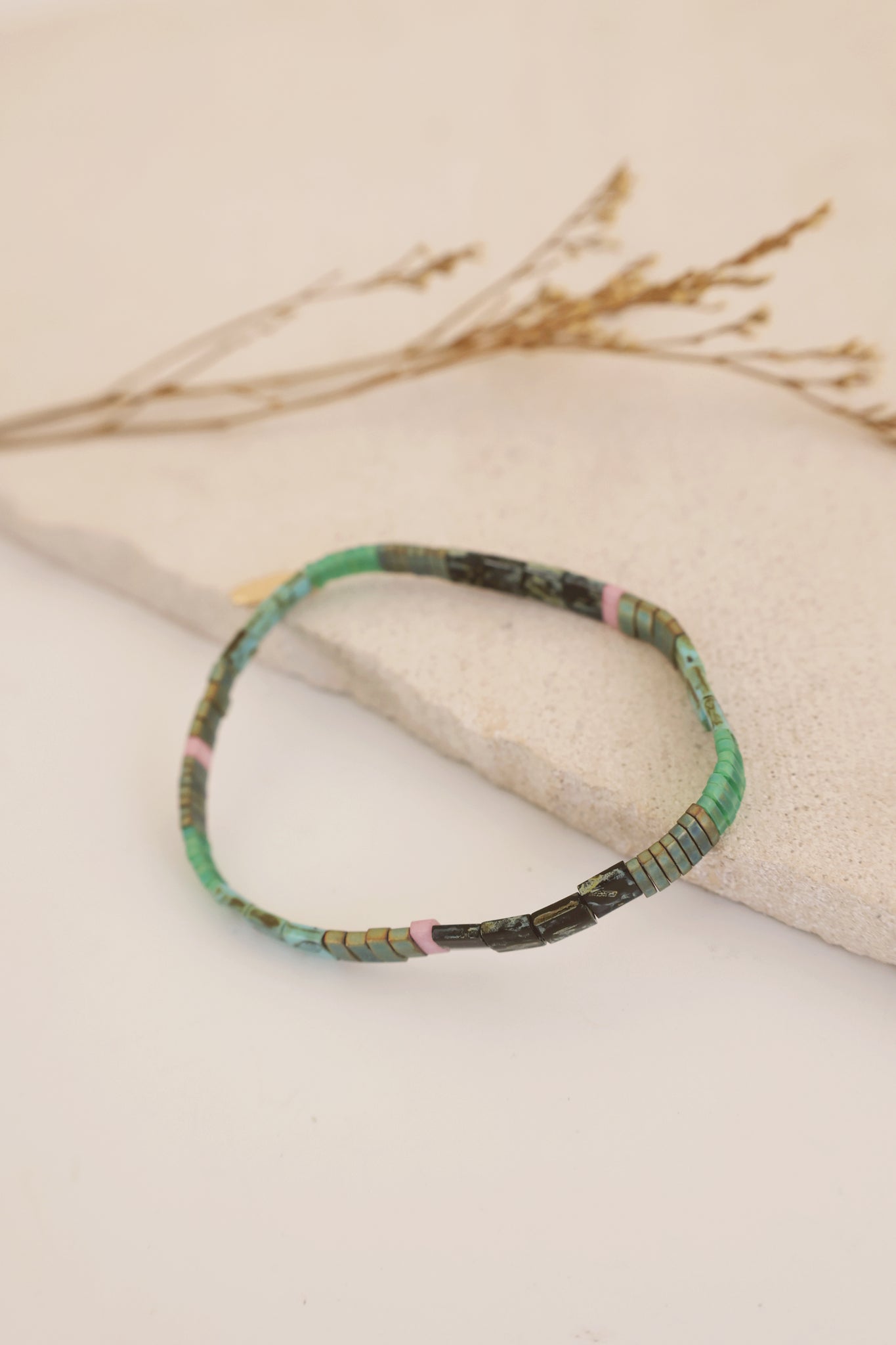 Beaded Chicklet Bracelet Turquoise