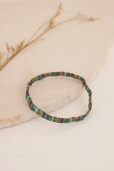 Beaded Chicklet Bracelet Green