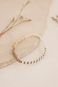 Beaded Chicklet Bracelet Light Sand