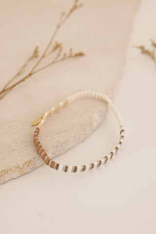 Beaded Chicklet Bracelet Light Sand