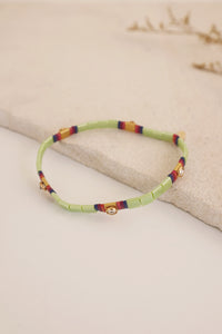 Beaded Chicklet Bracelet Lime