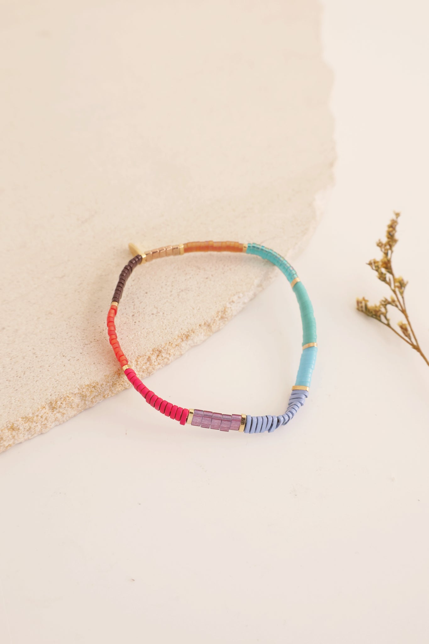 Beaded Chicklet Bracelet Plum