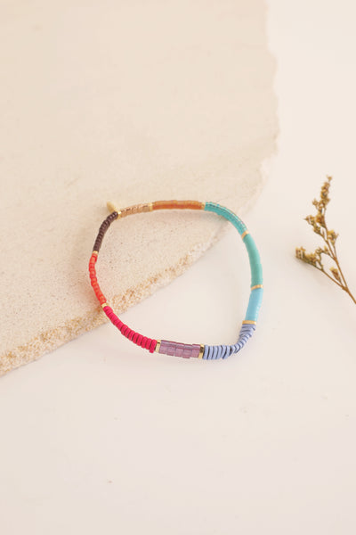 Beaded Chicklet Bracelet Plum