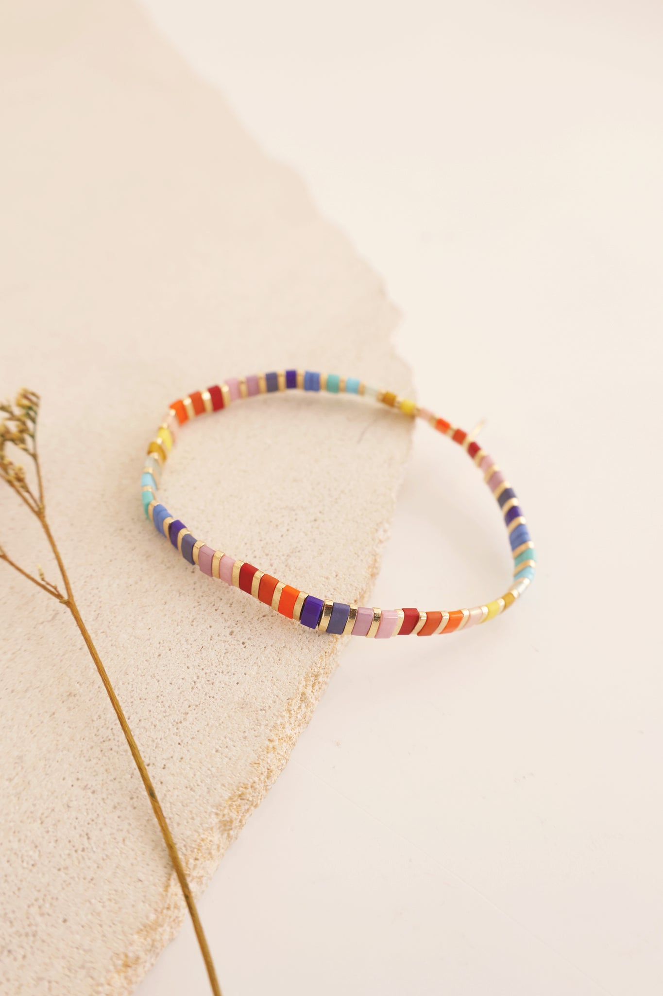 Beaded Chicklet Bracelet Red