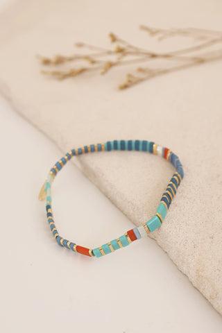 Beaded Chicklet Bracelet Sapphire