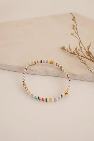 Beaded Chicklet Bracelet White