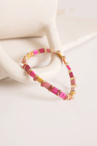 Jeweled Chicklet Bracelet Pink