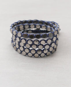 Triple Wrap Disk Bracelet in Gunmetal and Silver