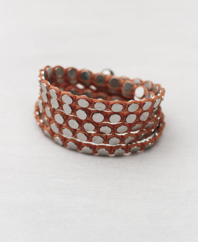 Triple Wrap Disk Bracelet in Gunmetal and Silver