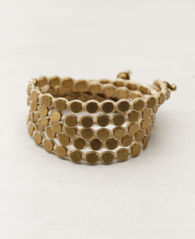 Triple Wrap Disk Bracelet in Brass