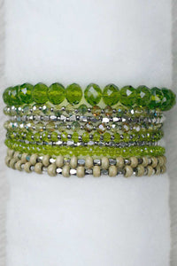 Prelayered Crystal Magnetic & Stretch Statement Bracelet - Peridot Green