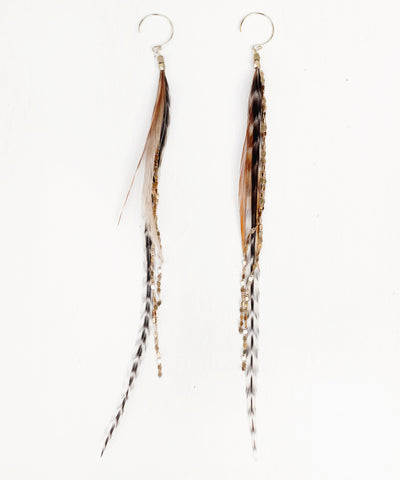 Glistening Long Feather Earrings
