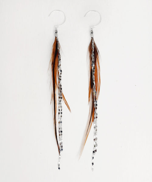 Glistening Long Feather Earrings