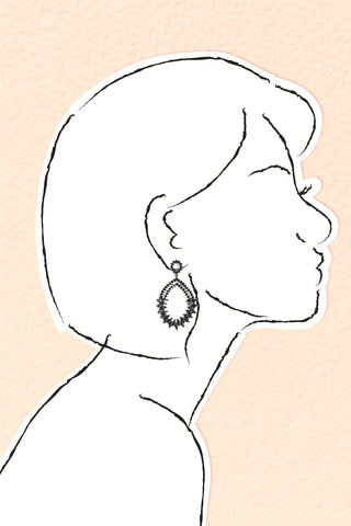 Crystal Encrusted Drop Earrings - Black