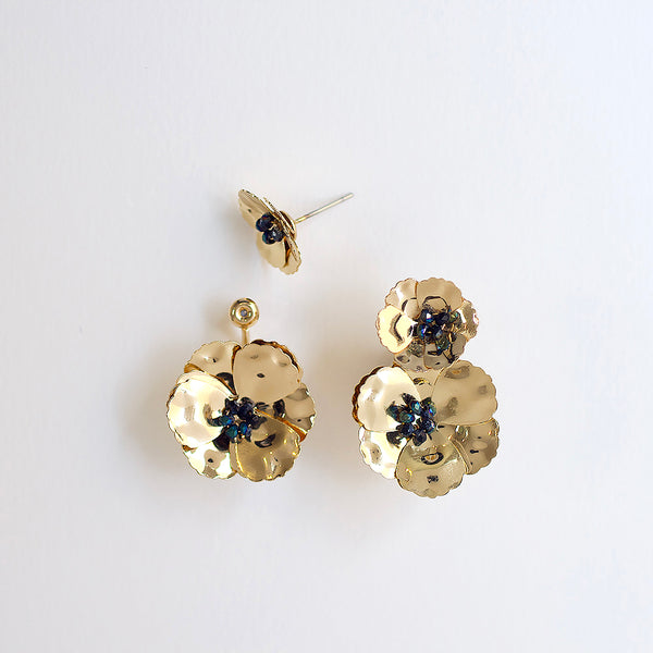 Poppy Front Back Earrings - Gold