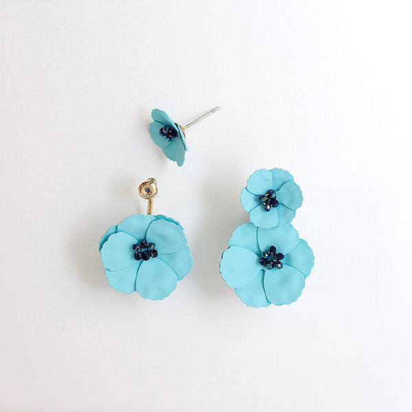 Poppy Front Back Earrings - Turquoise