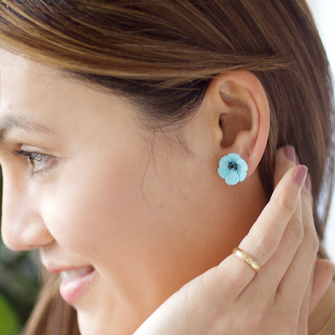 Poppy Front Back Earrings - Turquoise